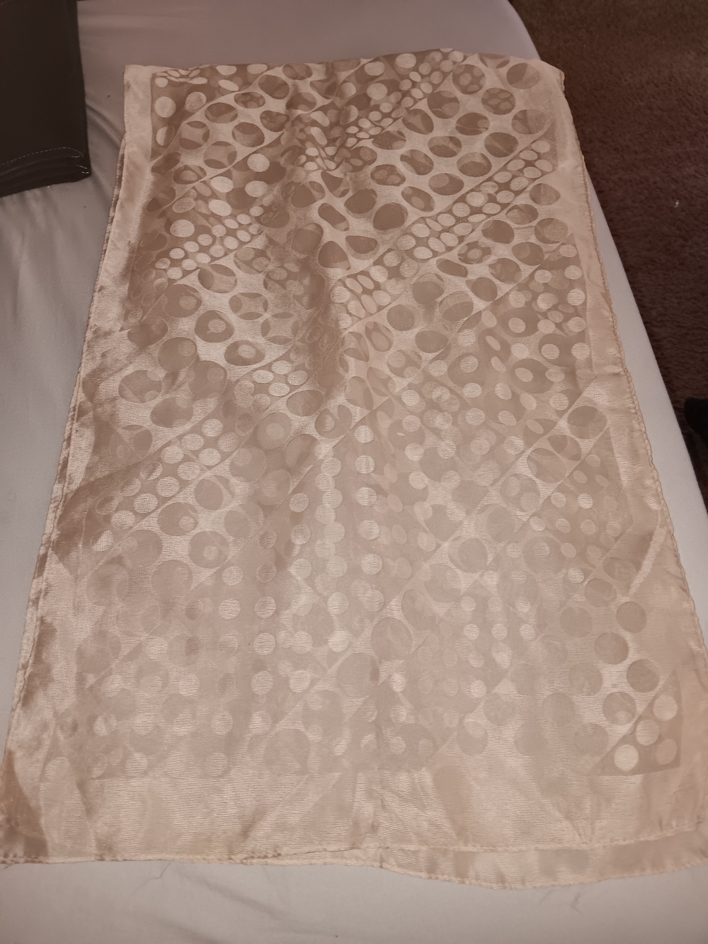 Womens Neutral Taupe Dot Jacquard Neck Scarf